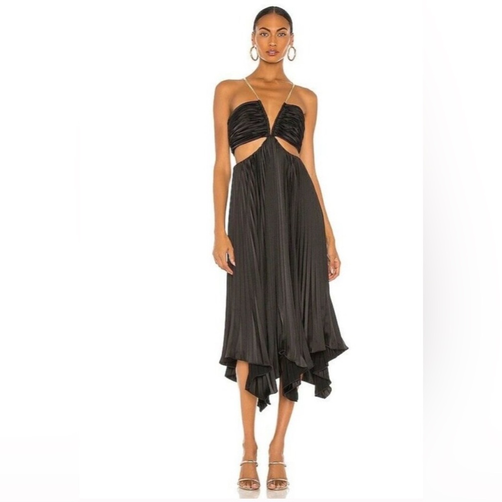Aiifos Black Dress with Gold Chain Strap